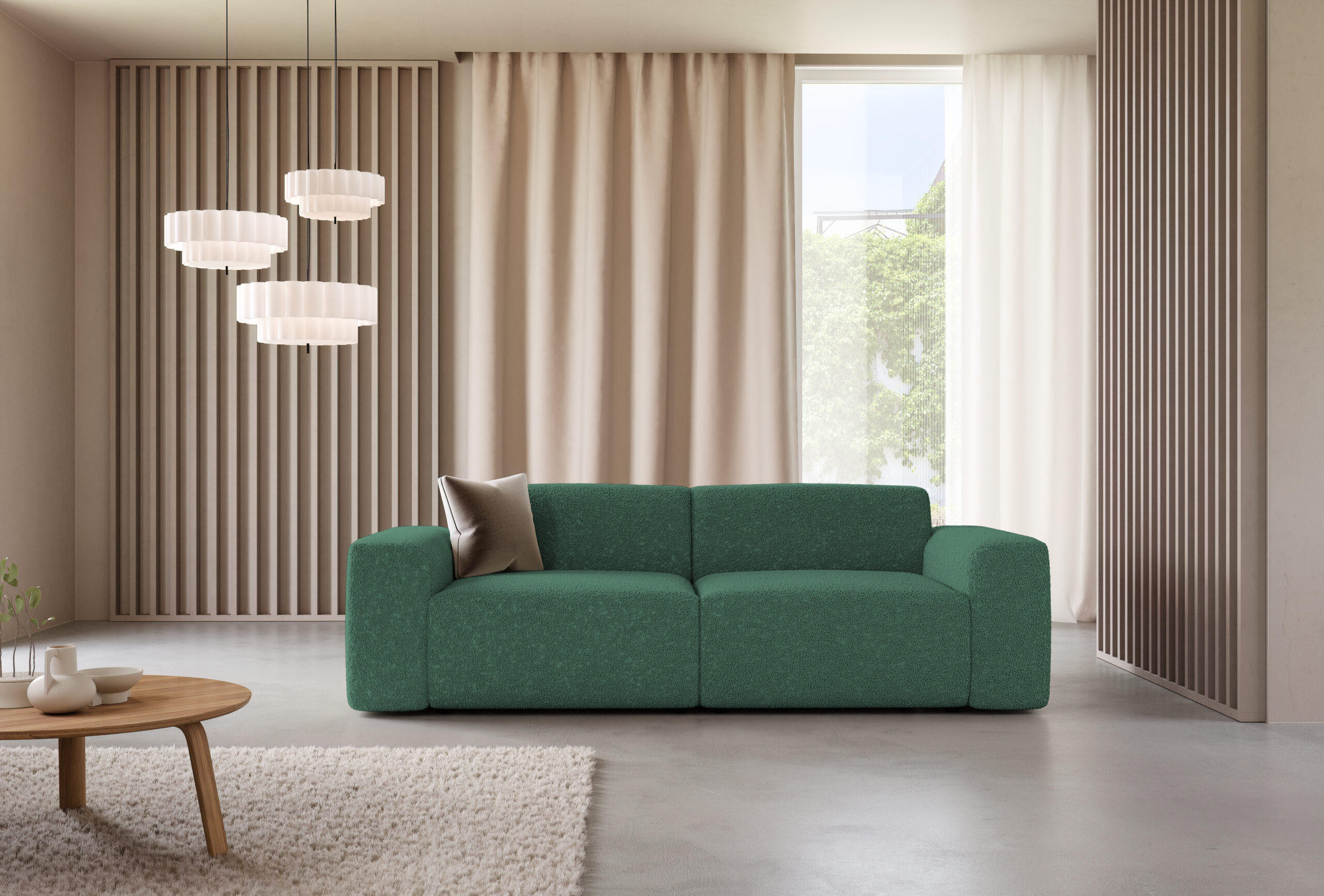 SOFA Modular Premium Grün - Schwarz/Grün, Holz/Holzwerkstoff (240/70/104cm) - Furnisell