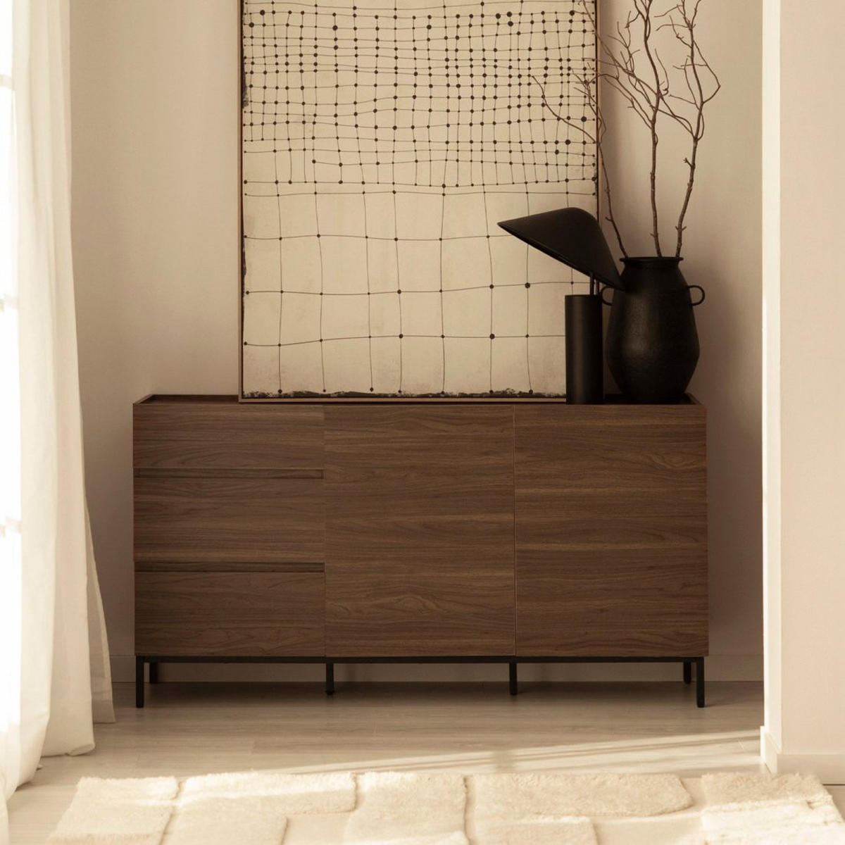 ANRICHTE NIEDRIGE Peyton Walnuss 150 cm x 80 cm - Walnussfarben, Holzwerkstoff (150/80/40cm) - Klast Home