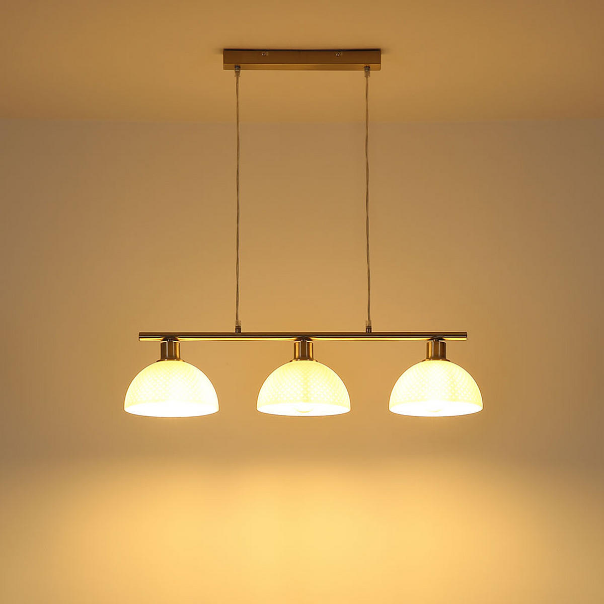 LED PENDELLEUCHTE 3-flammig, Metall, Nickel matt, Glas opal - Silberfarben, Glas (77/20/120cm) - Globo Lighting