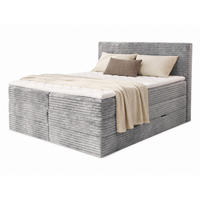 BOXSPRINGBETT Mollo Max - 180x200 - grau (Tilia 86, Cord) - Schwarz/Grau, Holz/Holzwerkstoff (180/200cm) - Sofnet