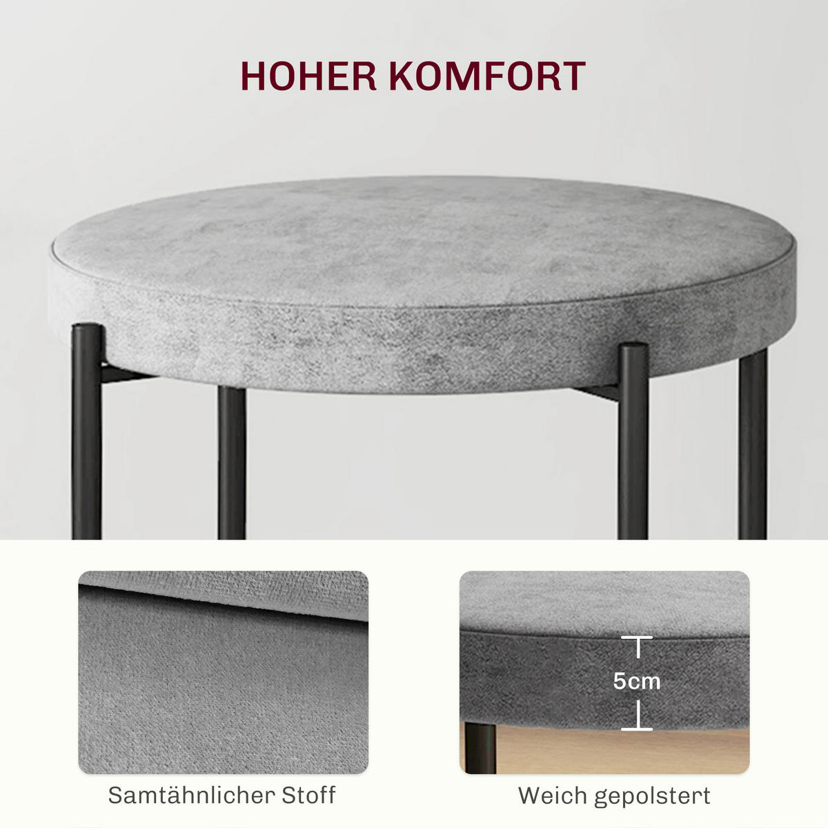 ESSZIMMERHOCKER - Grau, Kunststoff/Metall (41.5/46/41.5cm) - HOMCOM