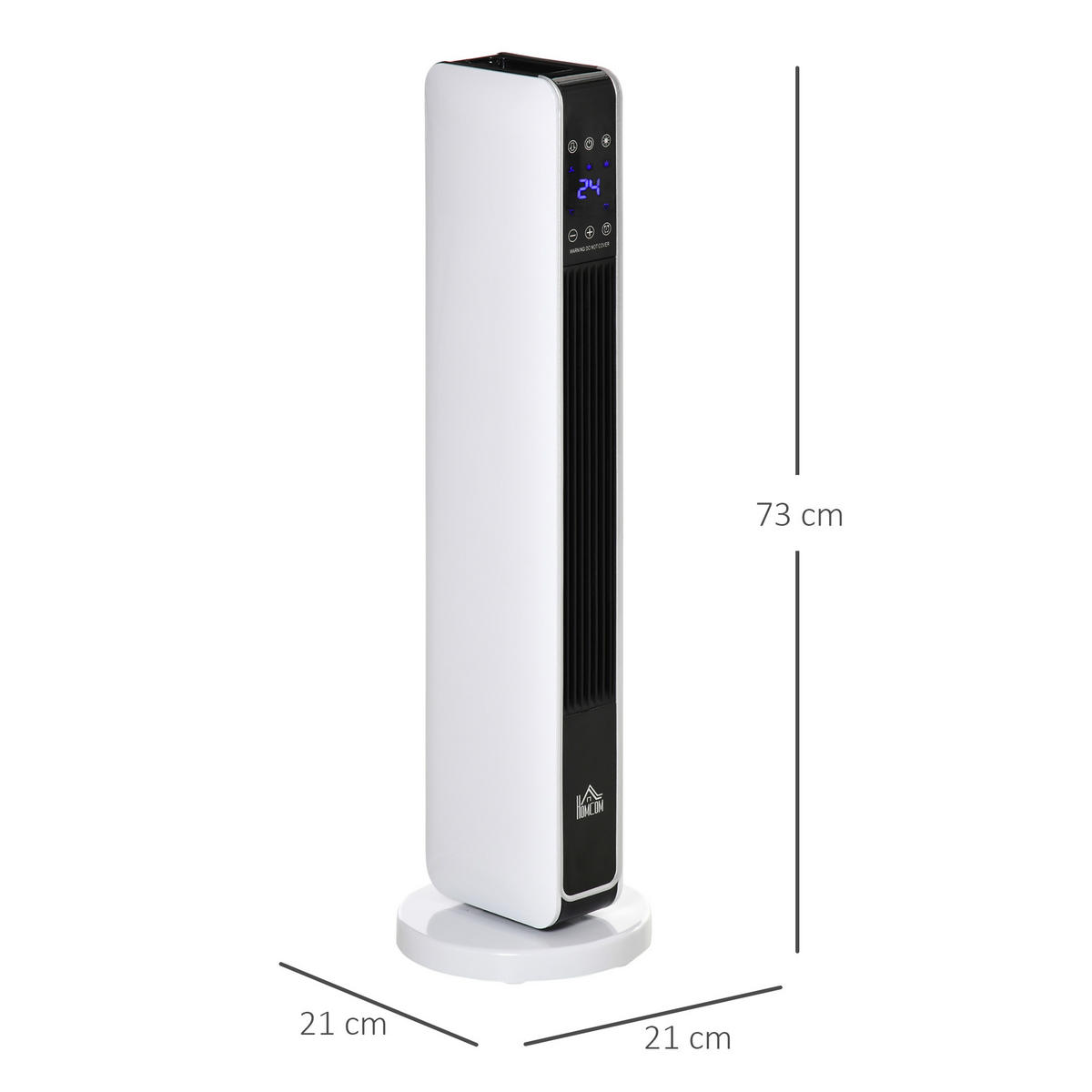 HEIZGERÄT, 2200W, mit Fernbedienung 8-Stunden-Timer, ABS, PA, Weiß+Schwarz - Weiß, Kunststoff (21/73/21cm) - HOMCOM