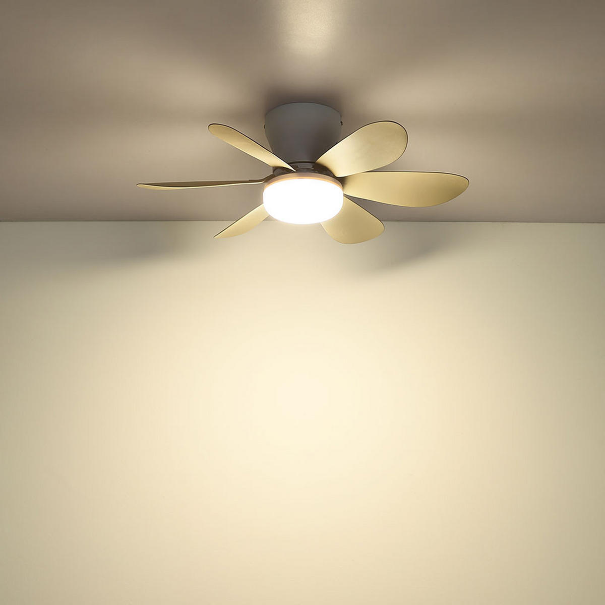DECKENVENTILATOR DELORES LED, Metall, Weiß matt, 51 cm - Weiß, Metall (51/51/16.5cm) - Globo Lighting