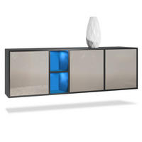 SIDEBOARD Cuba Türen in Sandgrau Hochglanz - Sandfarben, Holzwerkstoff (182/53/35cm) - Vladon