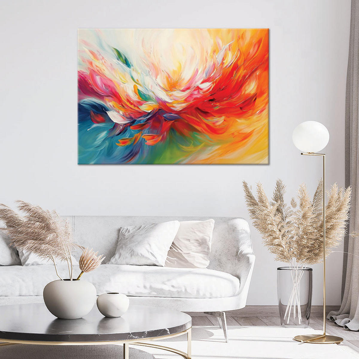 LEINWANDBILD Ausdruck der Farben Abstrakt 120x80cm - Multicolor, Textil (120/80cm) - Feeby