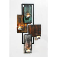 WANDTEELICHTHALTER inkl. Gläser Metall Schwarz 29/13/61 cm - Schwarz, Metall (61cm) - DanDiBo