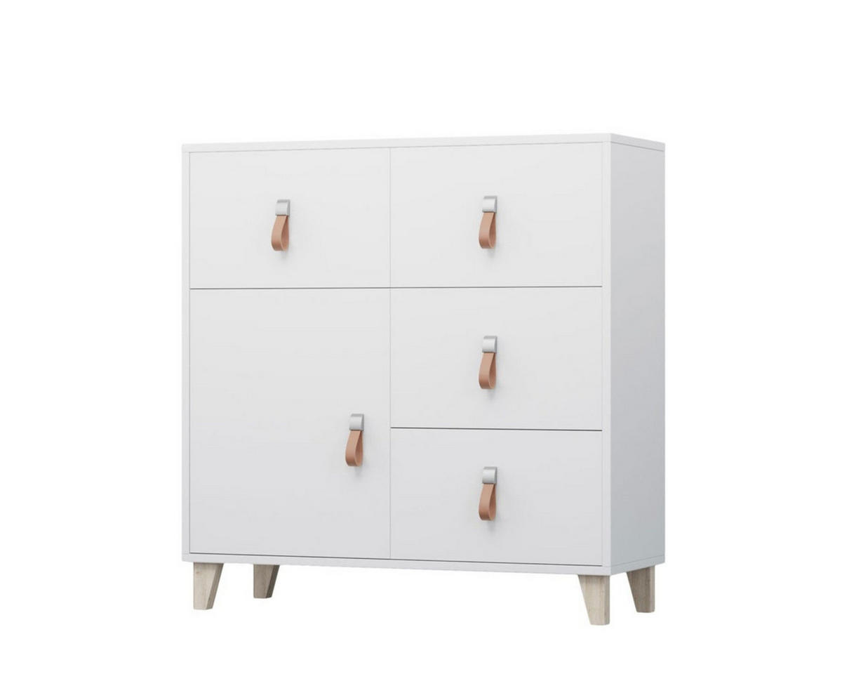 KINDERKOMMODE FAGOT 3 90/45/96 in Weiß Scandi-Still - Weiß, Holzwerkstoff (90/96/45cm) - Deine Möbel 24