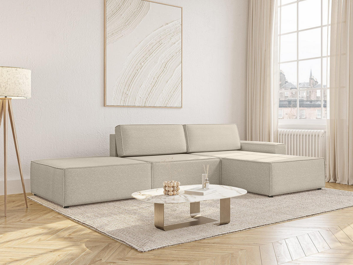 ECKSOFA Lummo Re mit Schlaffunktion, Beige - Beige, Textil (323/185cm) - Fedve