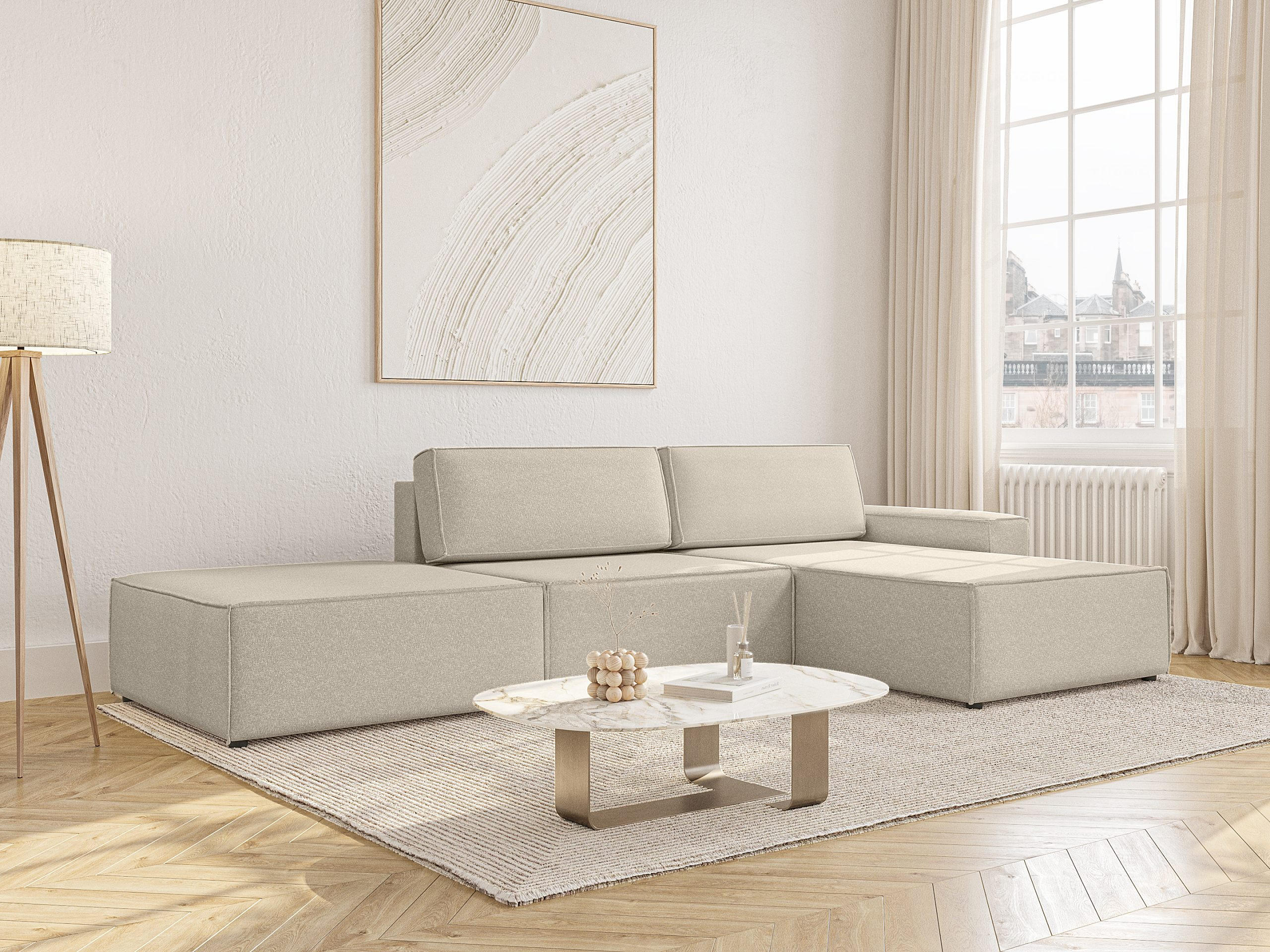 Thumbnail - Fedve Ecksofa, Beige, Textil, L-Form,L-Form, 323x185 cm, Wohnzimmer, Sofas & Couches, Wohnlandschaften, Ecksofas