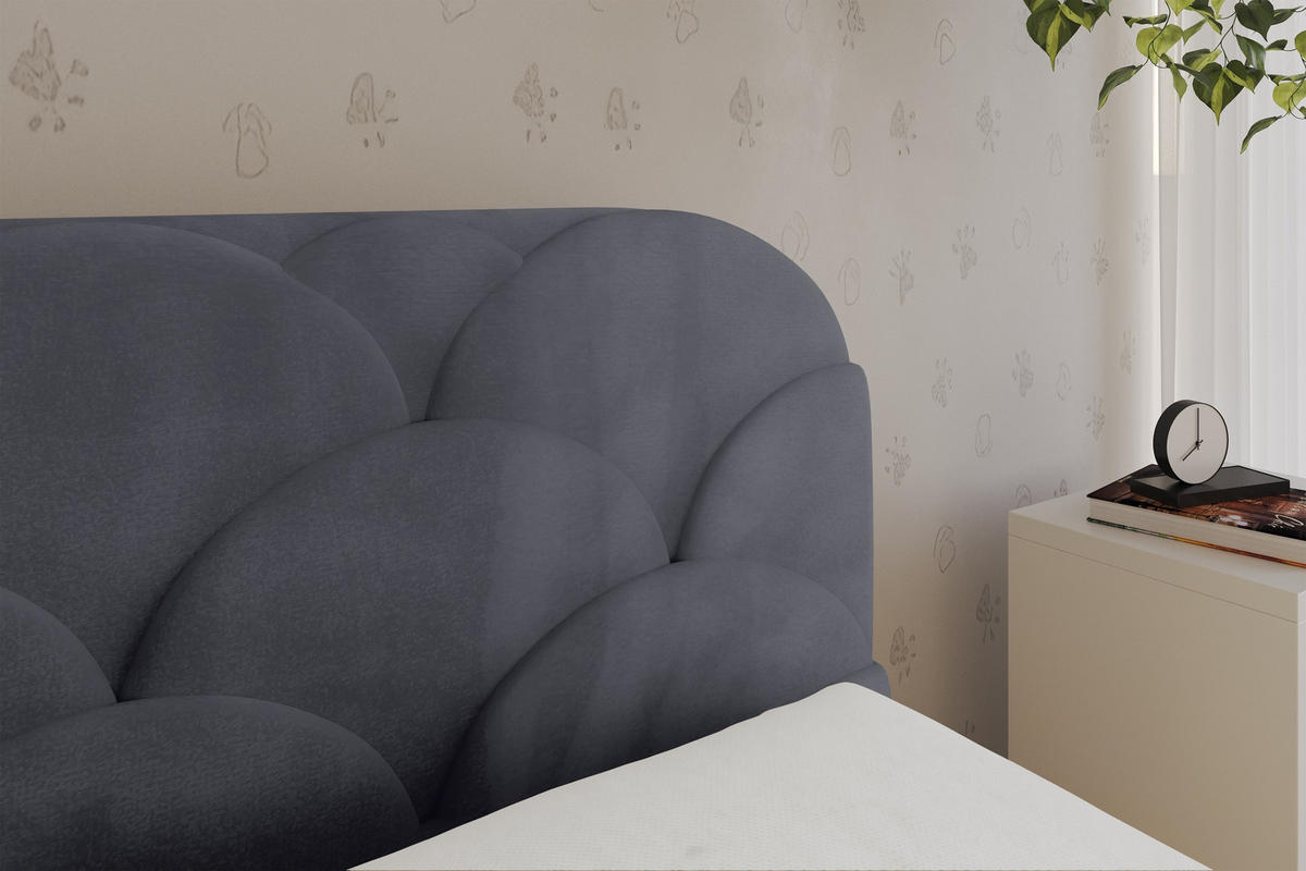 EINZELLBETT Jugendbett mit Bettkasten und Matratze H3/H4, Links - ELRY 90x200 Dunkelgrau - Dunkelgrau, Holzwerkstoff/Textil (90/200cm) - ALTDECOR