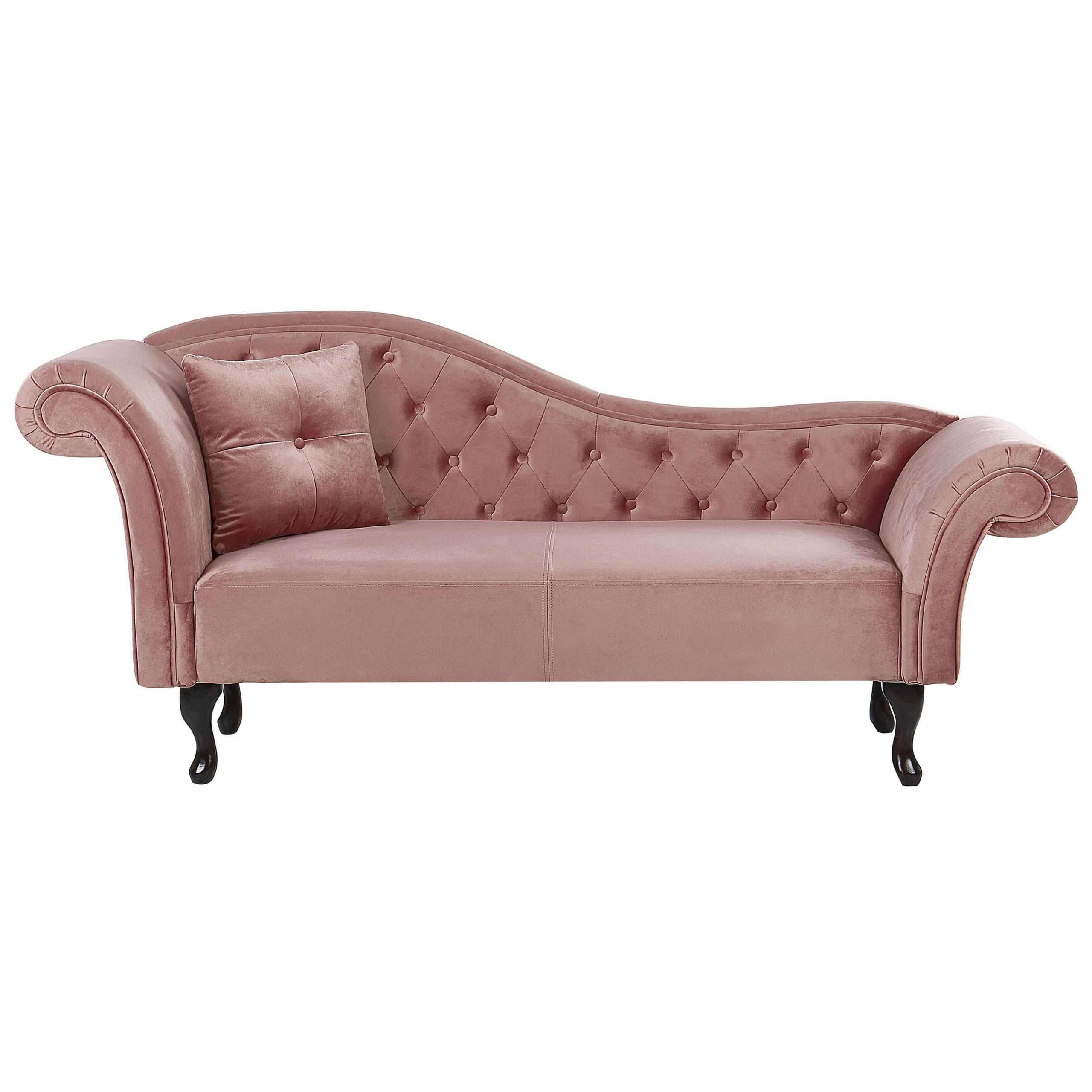 CHAISELONGUE Samtstoff rosa linksseitig Lattes - Pink, Textil (188/87/59cm) - Beliani