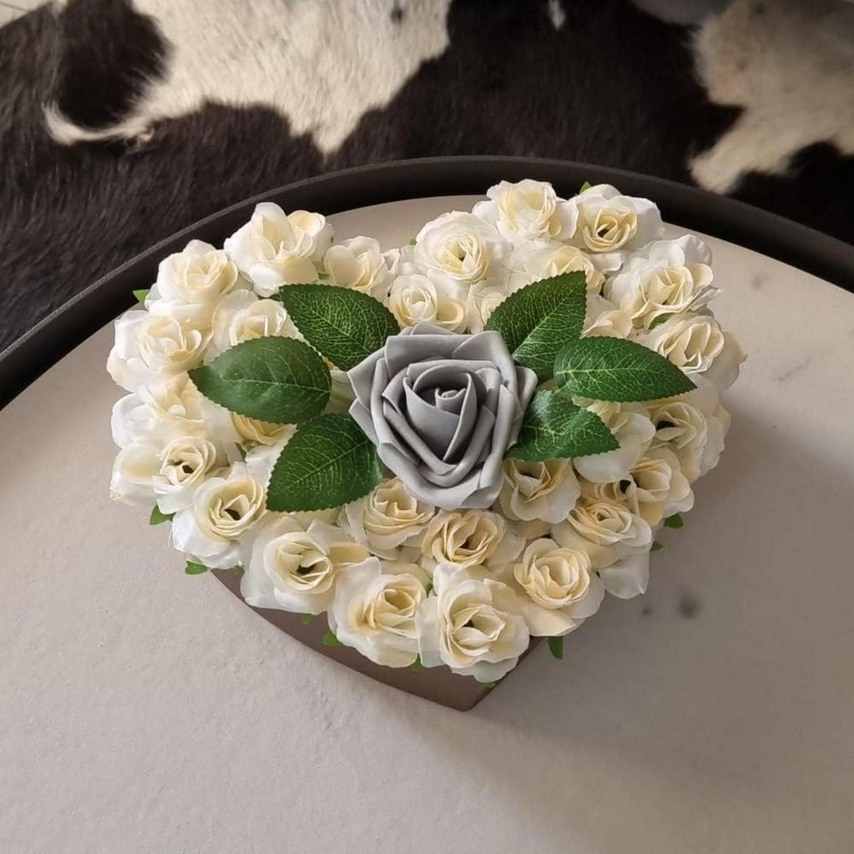 KUNSTBLUMEN Rosenköpfe 50 Stück Set Creme 4 cm - Creme, Textil (3.5cm)