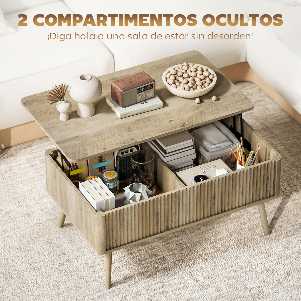 COUCHTISCH Beige 1 Stück - Beige, Kunststoff (91/56/43cm) - GiPP