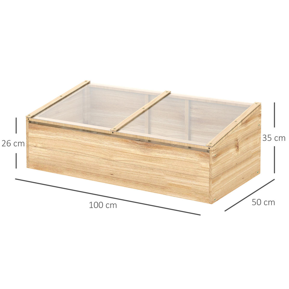 GEWÄCHSHAUS, Natur, Tanne, PC-Platte - Naturfarben, Holzwerkstoff (50/35/100cm) - Outsunny