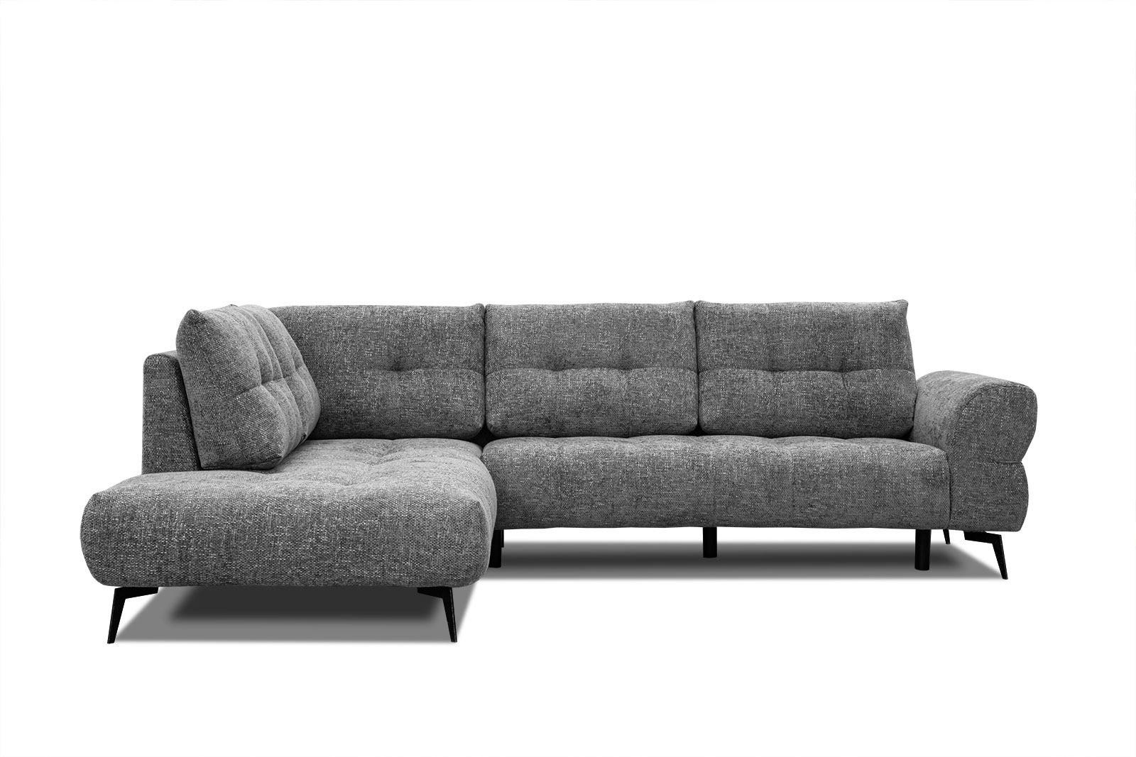 ECKSOFA SALVINI 5-Sitzer, dunkelgrau - Dunkelgrau/Schwarz, Holzwerkstoff/Textil (158/292cm) - Courtois Laville