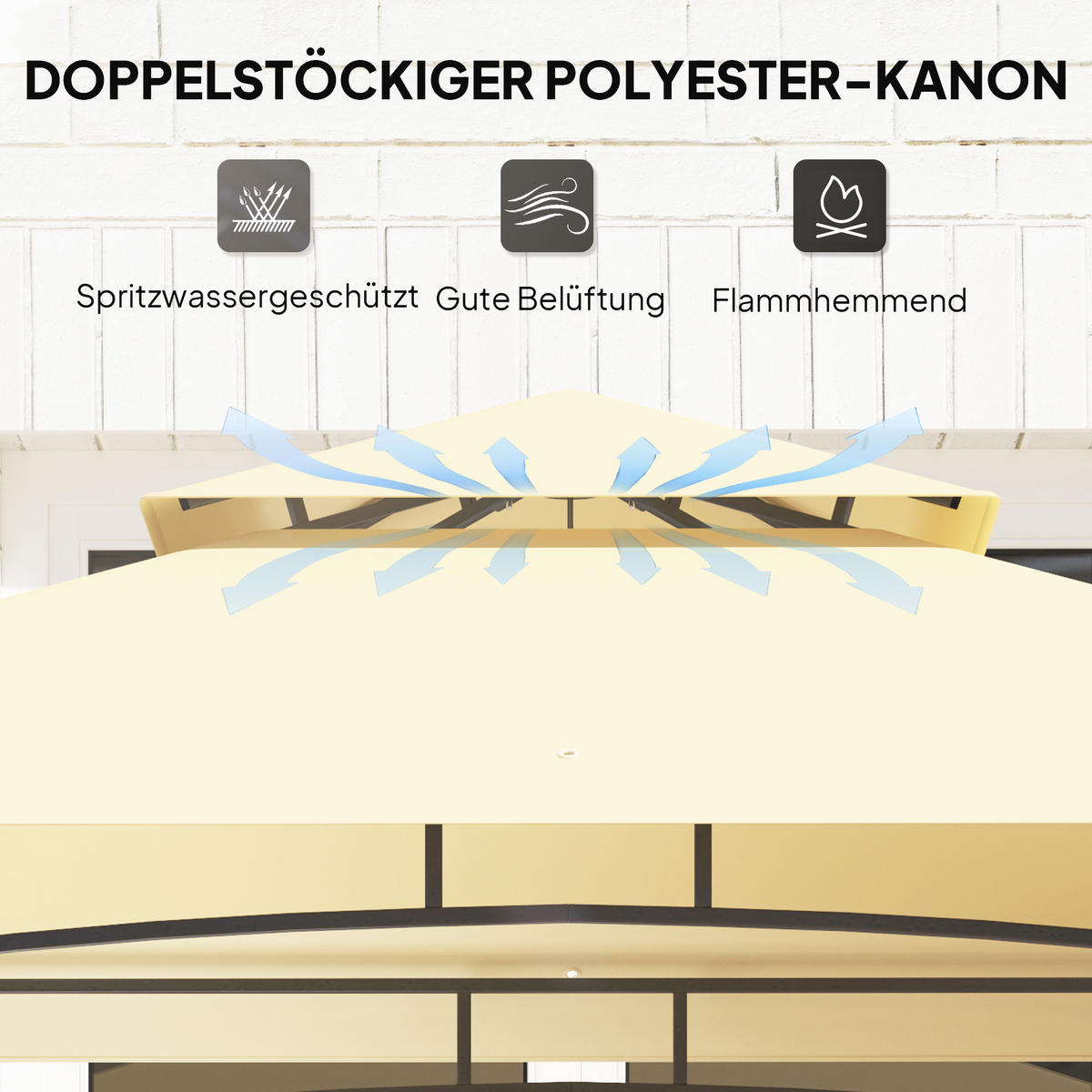 GRILLPAVILLON aus Metall und Polyester, Beige - Beige, Metall (150/258/240cm) - Outsunny