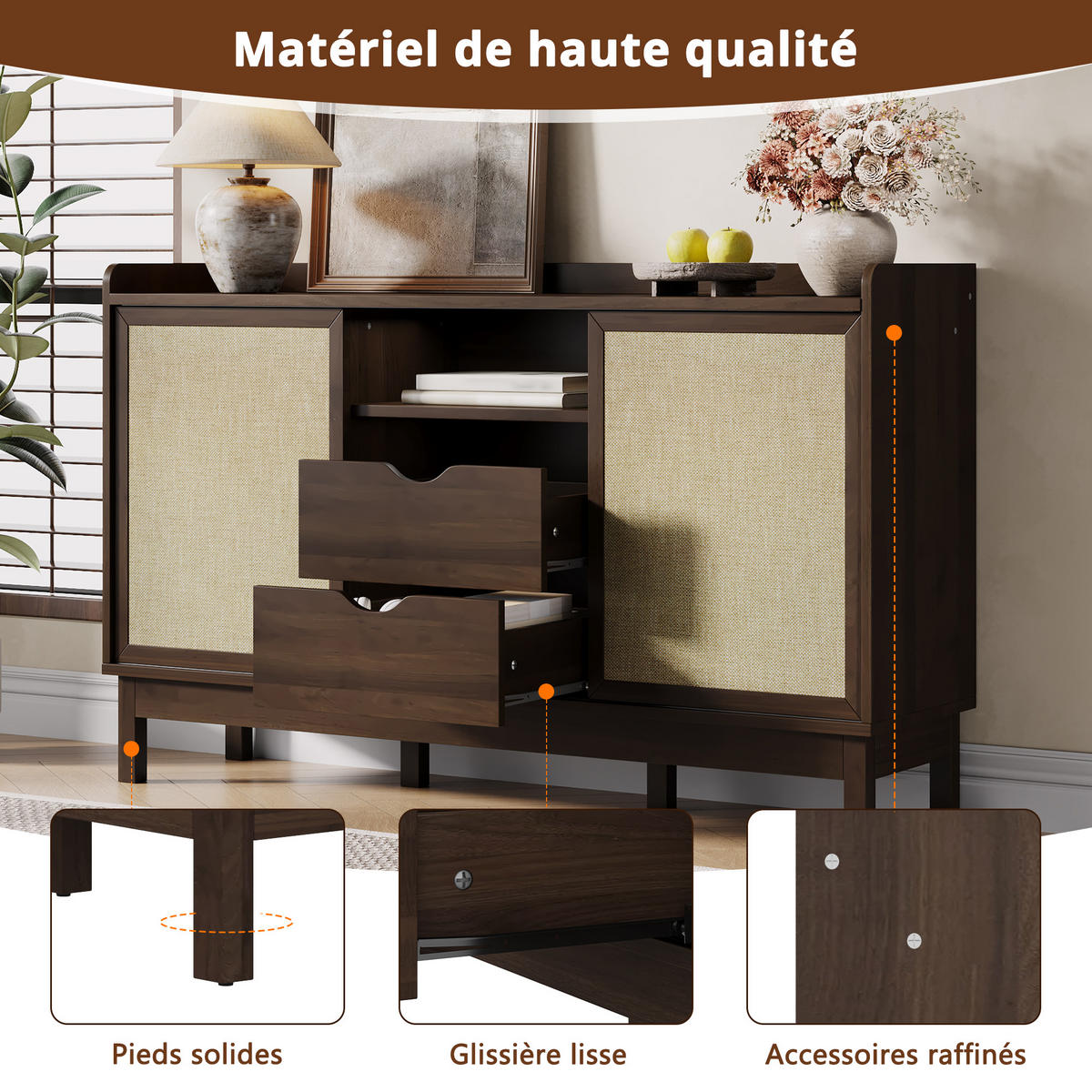 SIDEBOARD Natur 150/39.5/80 cm - Naturfarben, Holzwerkstoff (150/80/39.5cm) - PANGIVO