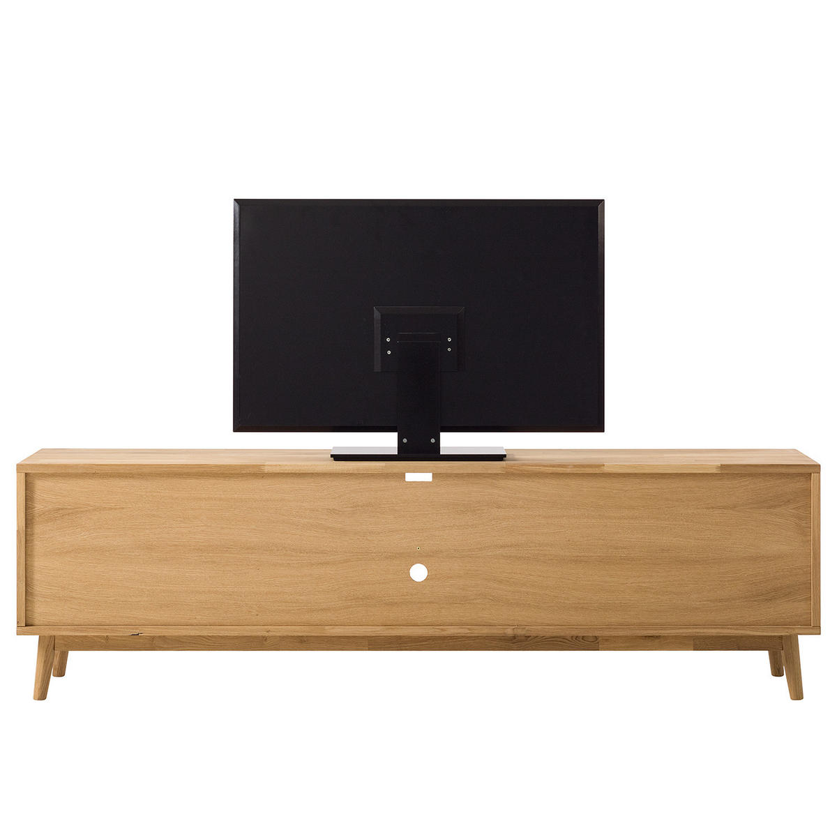 TV-LOWBOARD - Eiche massiv - Eiche - Eichefarben/Braun, Holz (180/54/39cm) - home24