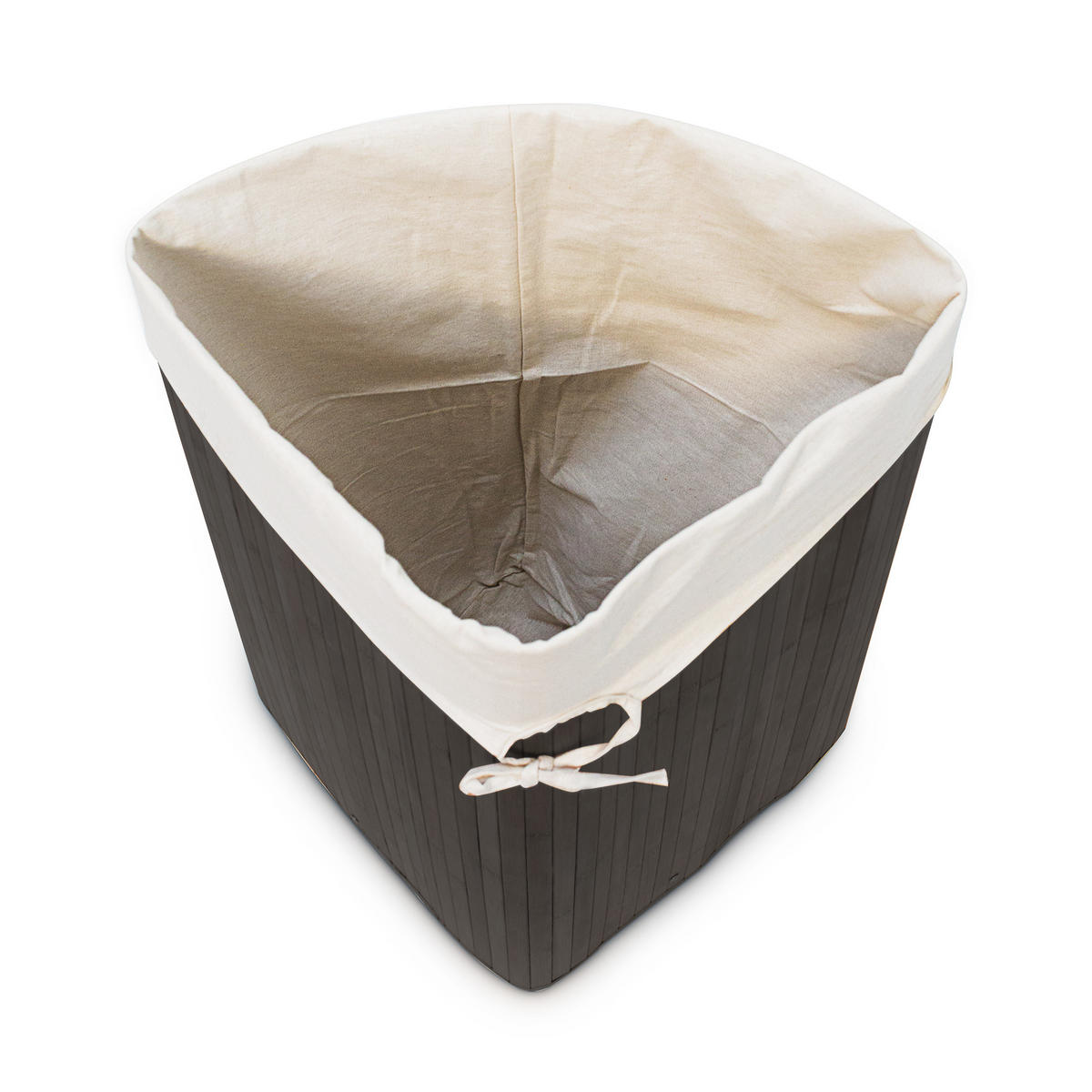 ECKWÄSCHEKORB - Schwarz, Holz/Textil (49.5/65/37cm) - Relaxdays