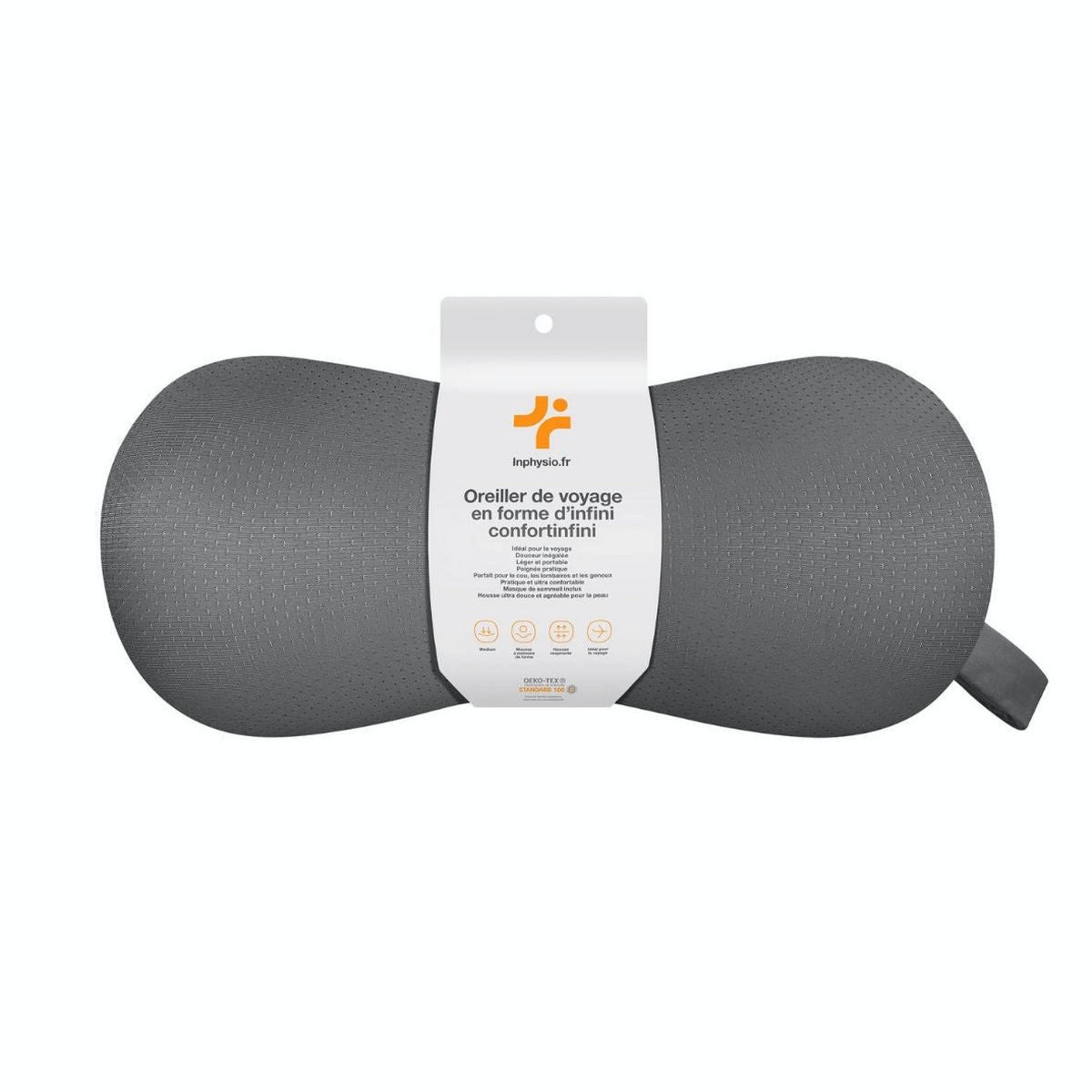 REISEKISSEN MIT SCHLAFMASKE - Graphitfarben, Textil (13/33cm) - INPHYSIO