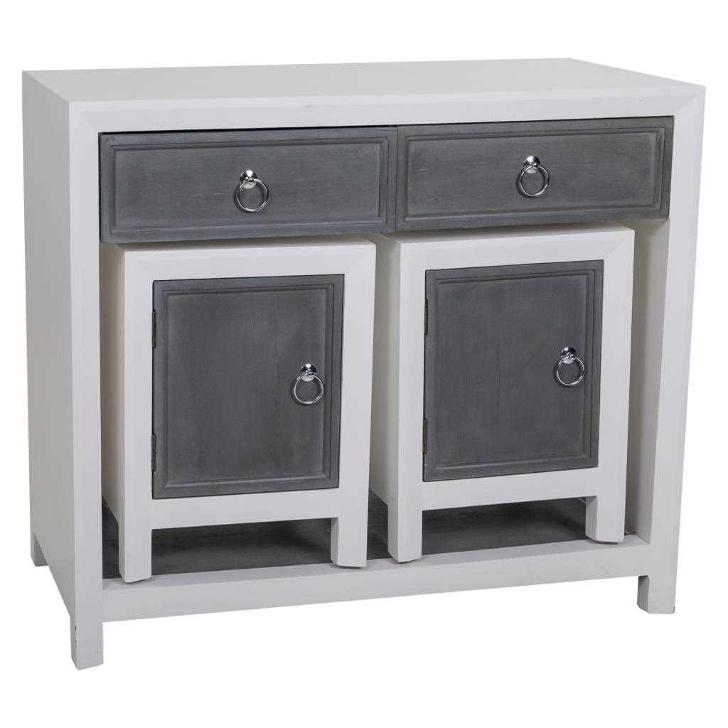 KONSOLE und HOCKERS aux holz, 3er-Set, grau - Multicolor, Holz (40/90/76cm) - Wanderlust