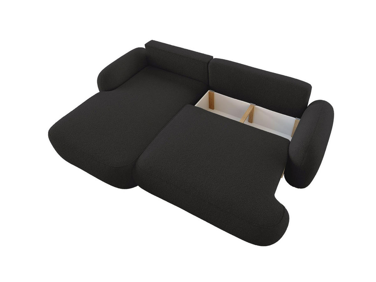 ECKSOFA MOLLY L Links QUELLE 14 mit Schlaffunktion - Schwarz, Textil (275/175cm) - Bedante