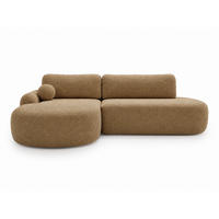 ECKSOFA Aurio O Bouclé-Stoff Hellbraun Links - Hellbraun, Holz/Textil (271/177cm) - Graingold