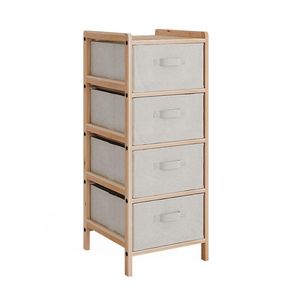KOMMODE Bruno Beige 34.5 x 86 cm mit 4 Stoffschubladen - Beige/Naturfarben, Holzwerkstoff (34.5/86/36.5cm) - Vicco