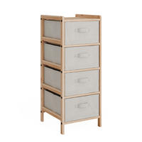 KOMMODE Bruno Beige 34.5 x 86 cm mit 4 Stoffschubladen - Beige/Naturfarben, Holzwerkstoff (34.5/86/36.5cm) - Vicco
