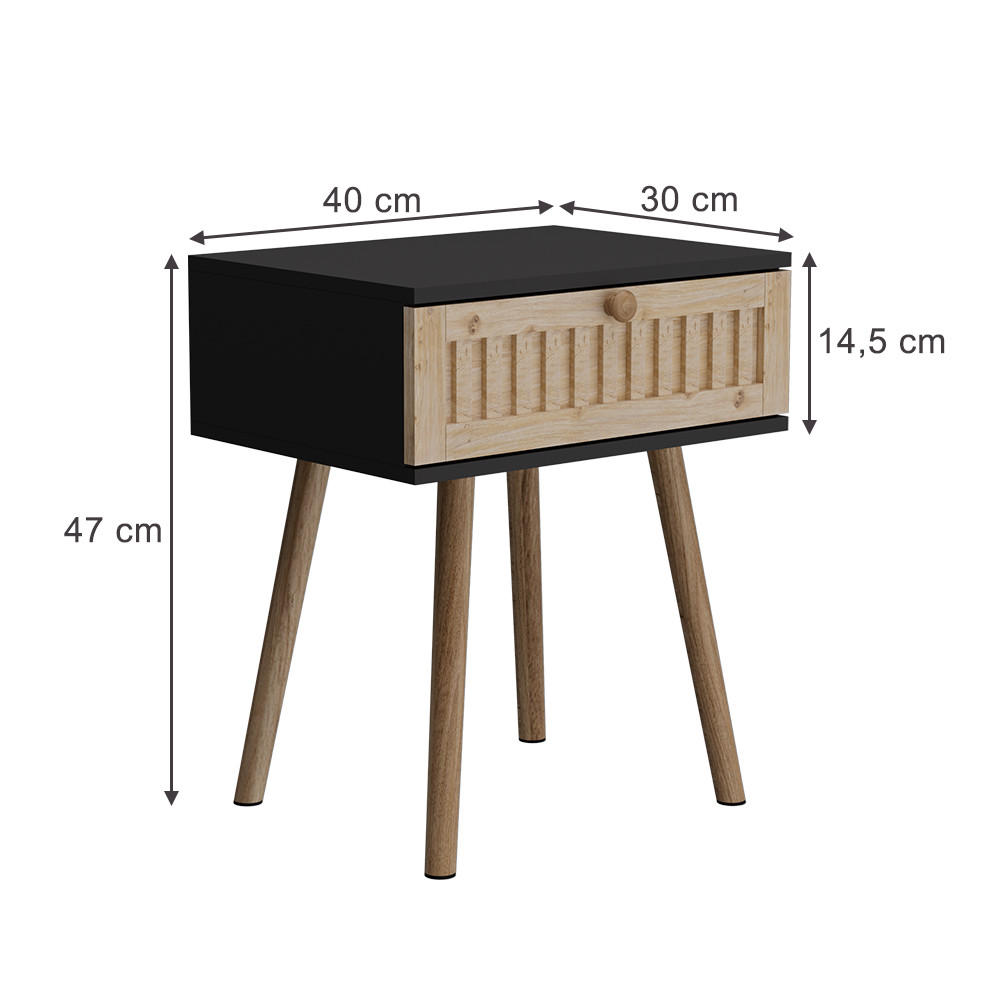 NACHTTISCH Holk Anthrazit/Kiefer 40 x 47 cm 2-er Set - Anthrazit/Kieferfarben, Holzwerkstoff (40/47/30cm) - Vicco