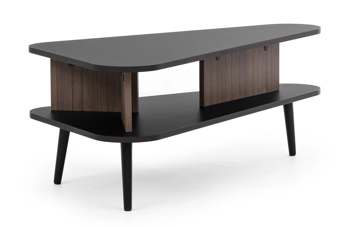 COUCHTISCH Pinelli 100/57/40 Ovale Form - Schwarz/Braun, Holzwerkstoff/Metall (57/100/40cm) - Ravio