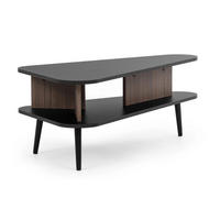 COUCHTISCH Pinelli 100/57/40 Ovale Form - Schwarz/Braun, Holzwerkstoff/Metall (57/100/40cm) - Ravio