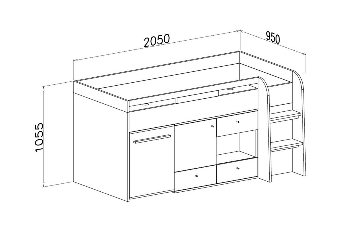 FUNKTIONSBETT OLAF 08 90/200 in Platin Grau / Biskuit Eiche - Eichefarben/Grau, Holzwerkstoff (90/200cm) - Deine Möbel 24