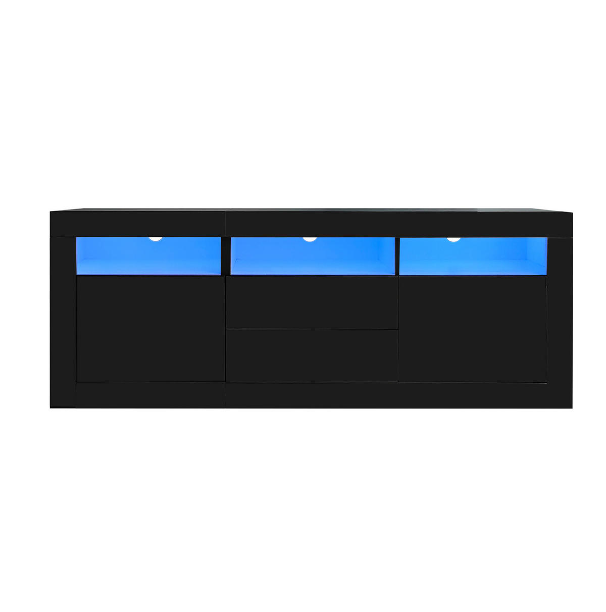 LOWBOARD 160/35/60 cm aus Spanplatte mit LED-Beleuchtung Schwarz - Schwarz, Holzwerkstoff (160/60/35cm) - Modenvie