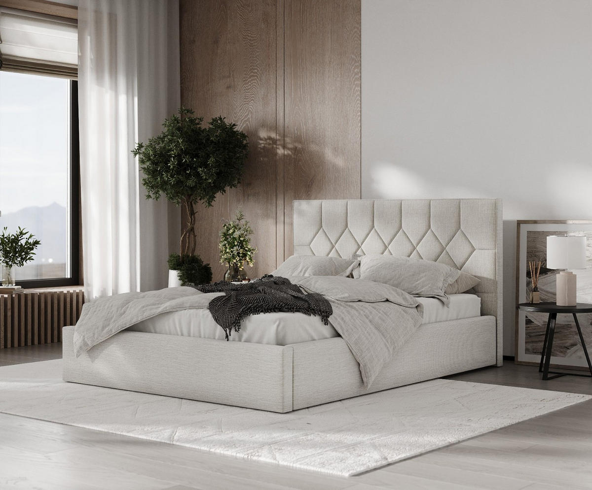 POLSTERBETT Brisa 160/200 cm Beige im Inari Stoff - Beige/Schwarz, Holz/Holzwerkstoff (160/200cm) - AltaBeds