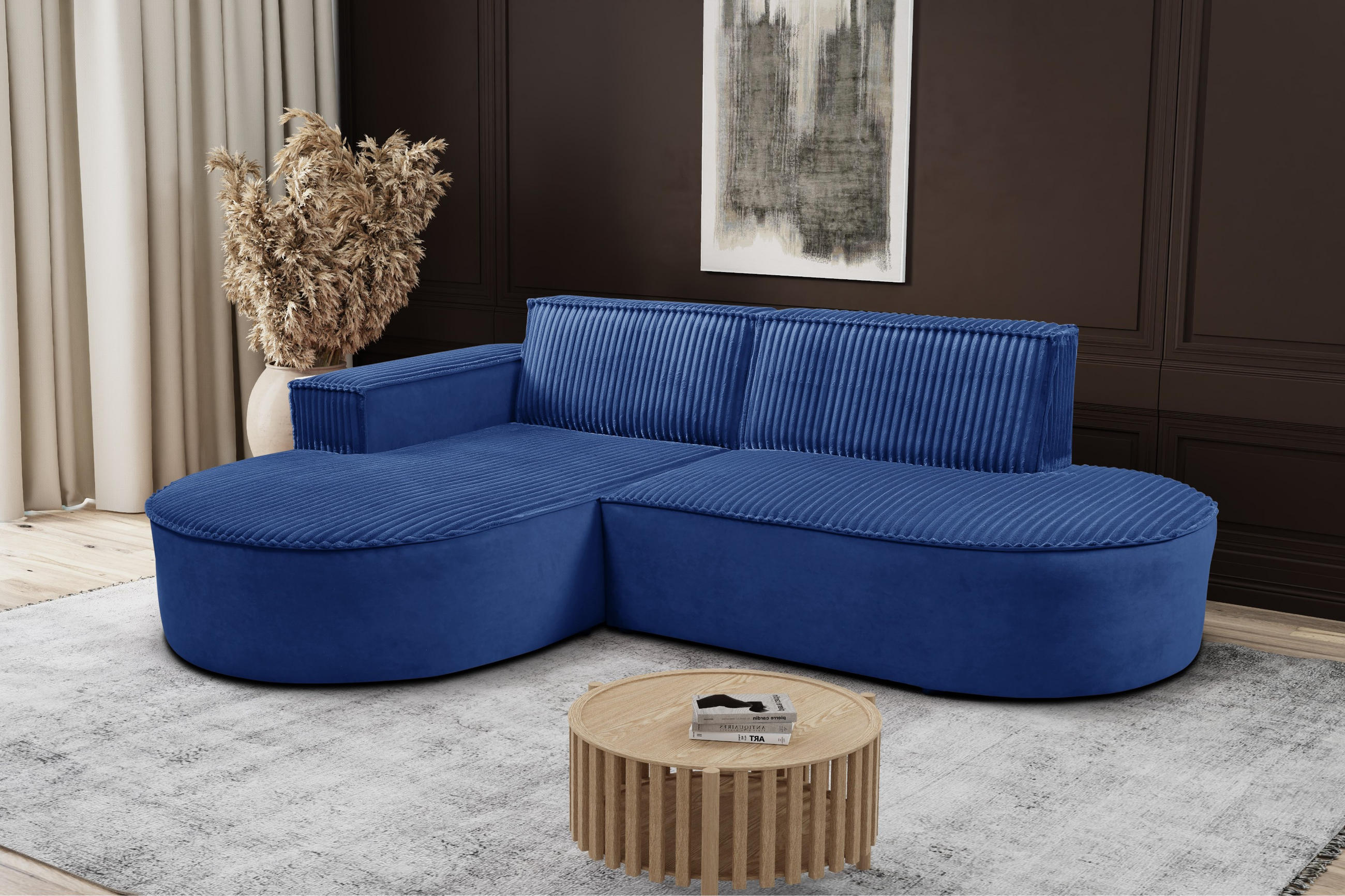 ECKSOFA L-förmiges Modena Soft Dunkelblau Links - Dunkelblau, Holz (165/236cm) - Kaiser Möbel