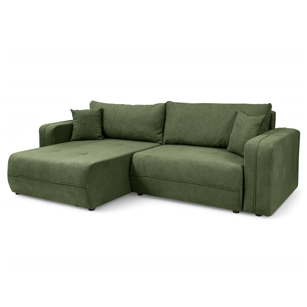 ECKSOFA mit Schlaffunktion - 244 cm - Schwarz/Grün, Kunststoff/Textil (244/145cm) - home24