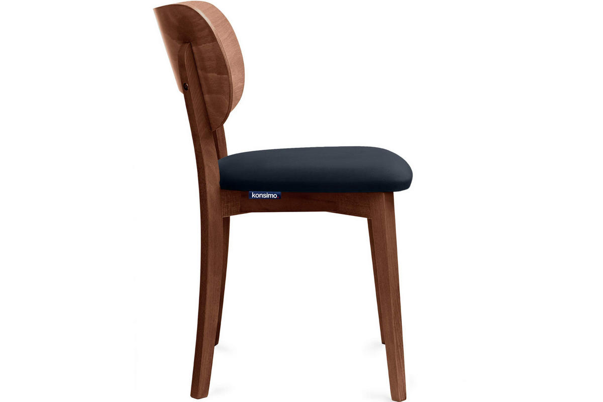 ESSZIMMERSTÜHLE LYCO (2er-Set), marineblau / Walnuss mittel - Blau/Walnussfarben, Holz/Buchenholz (47/81/45cm) - KONSIMO®