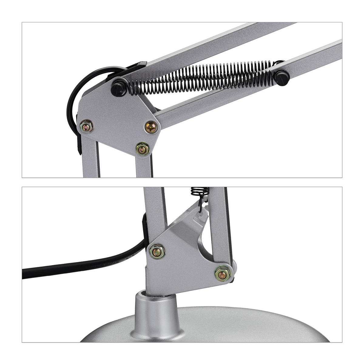 SCHREIBTISCHLAMPE - Silberfarben, Kunststoff/Metall (25/15/54cm) - Relaxdays