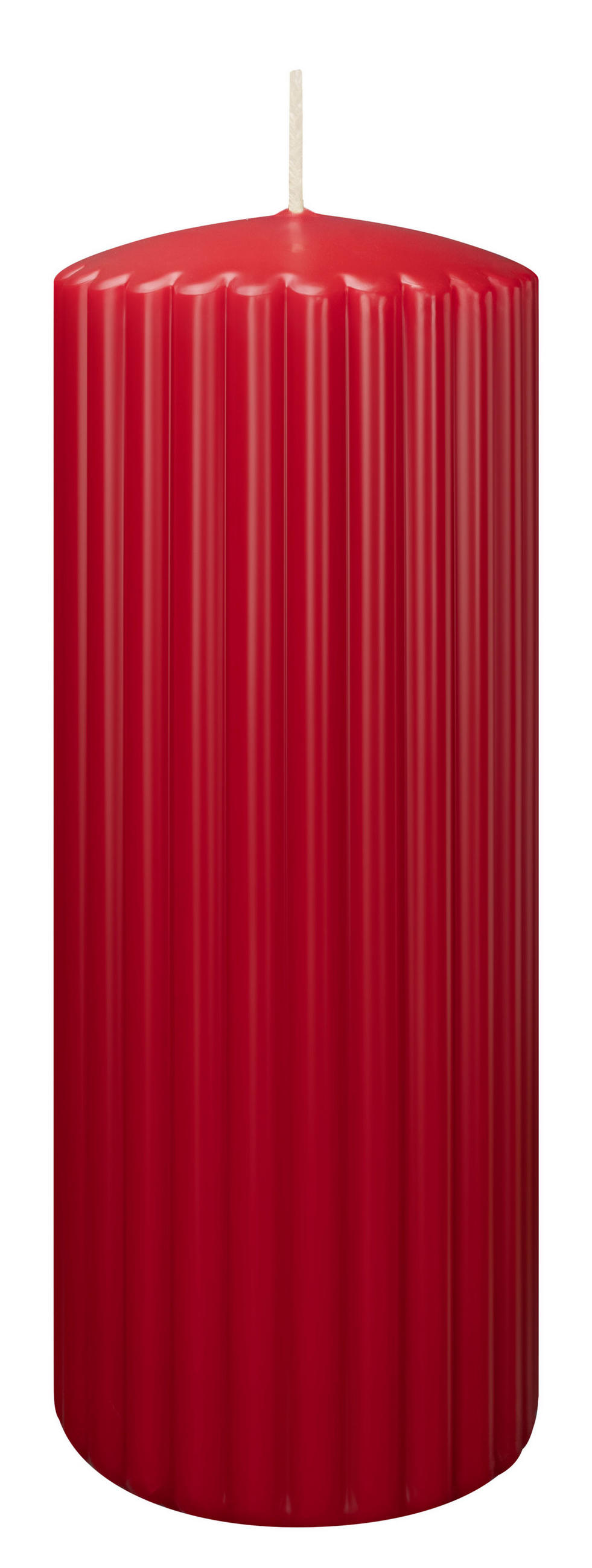 RILLEN KERZEN Rot 200 x Ø 80 mm, 4 Stück - Rot, Paraffin (8/20/20cm) - Wiedemann Kerzen