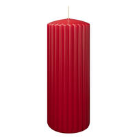 RILLEN KERZEN Rot 200 x Ø 80 mm, 4 Stück - Rot, Paraffin (8/20/20cm) - Wiedemann Kerzen