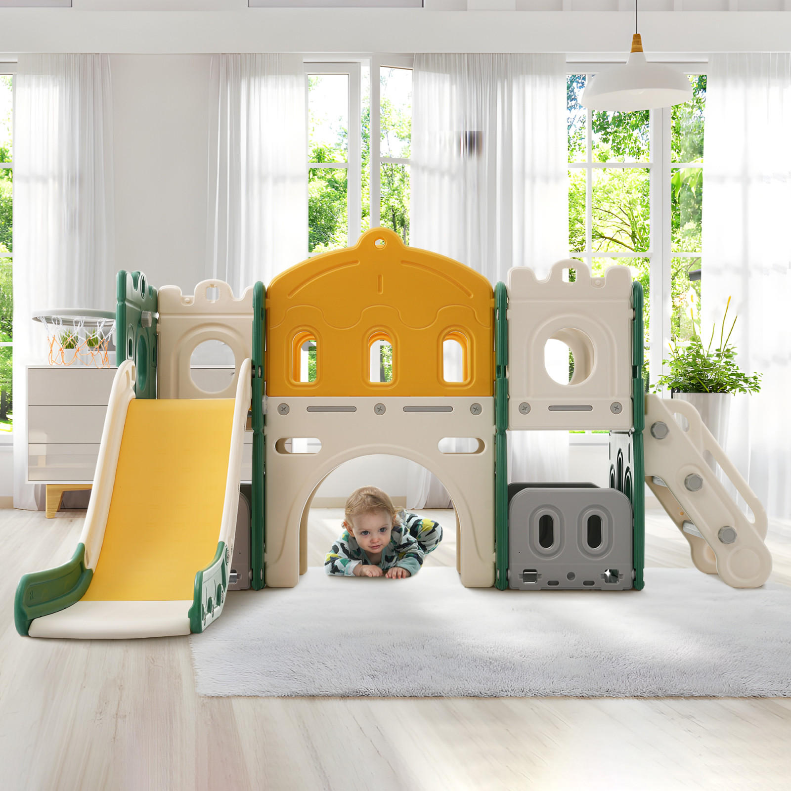 KINDERRUTSCHE 6 in 1, Grün - Grün, Kunststoff (190/151cm)