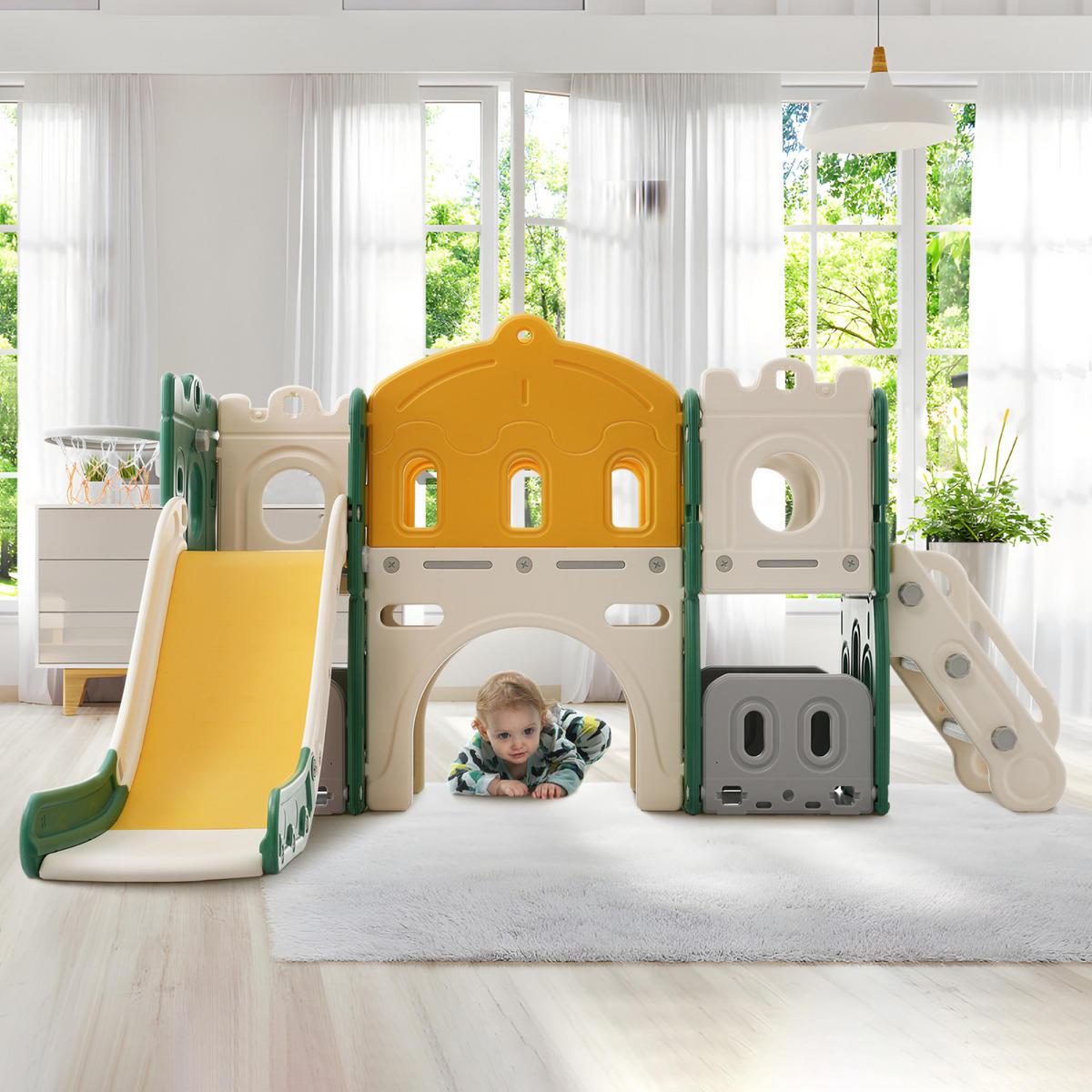 KINDERRUTSCHE 6 in 1, Grün - Grün, Kunststoff (190/151cm)