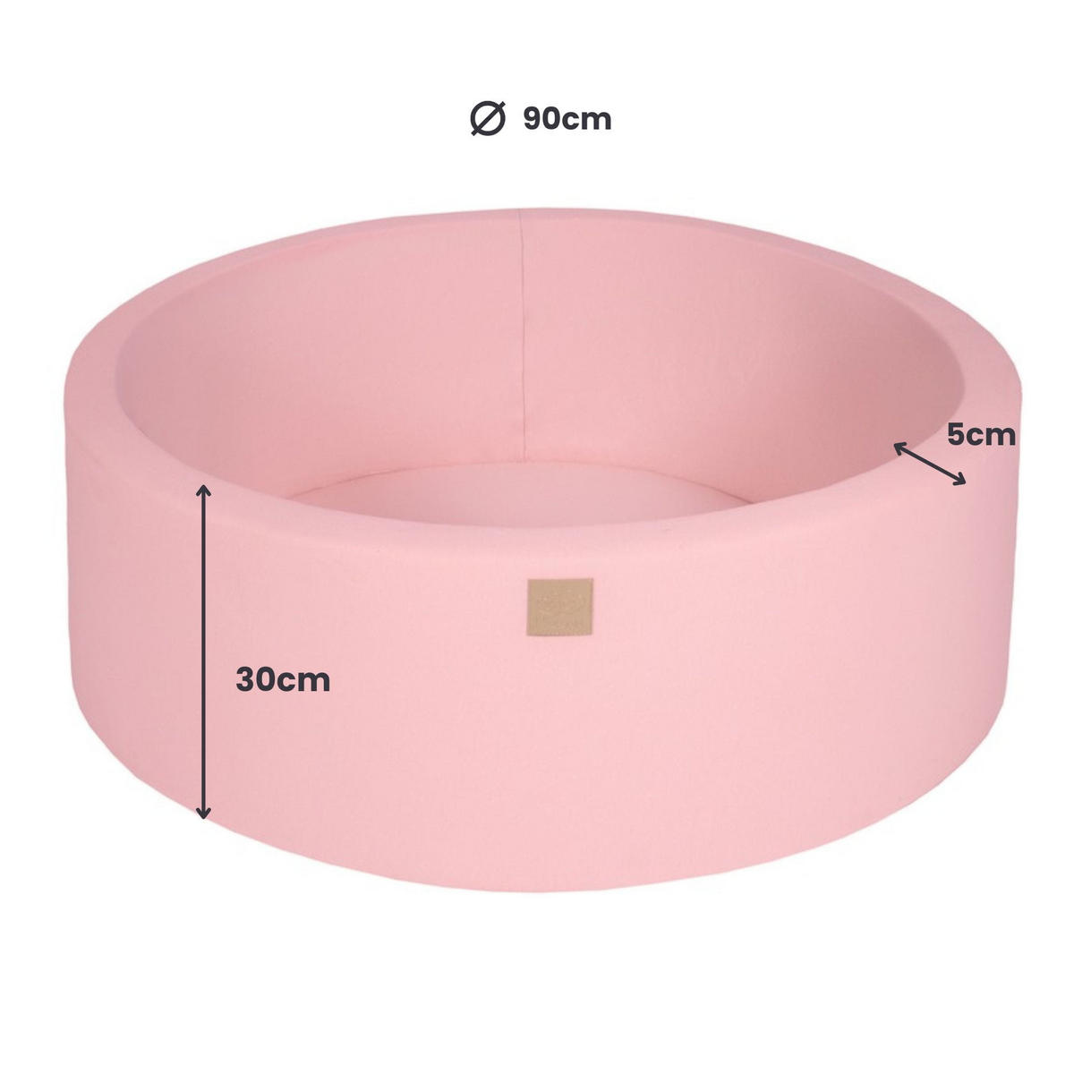 BÄLLEBAD für Kinder 90x30cm, Rund, Baumwolle, Hellrosa|Minze|Himmelblau|Hellrosa|Pastellrosa - Hellrosa/Dunkelrosa, Textil (90/90/30cm) - MeowBaby