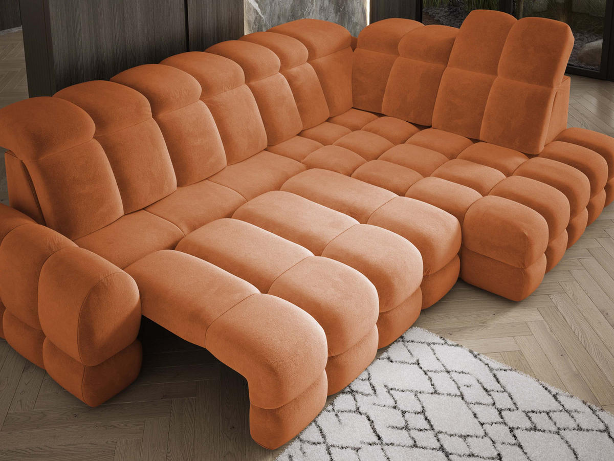 ECKSOFA TOLLO Salvador-stoff L-form 302x217x105 cm orange - Orange, Holz/Textil (217/302cm) - DomoHome
