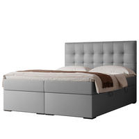 BOXBETT IMPERIAL 200/200 cm, in Grau, mit Matratze und Topper - Grau, Holzwerkstoff/Textil (200/200cm) - Idohome