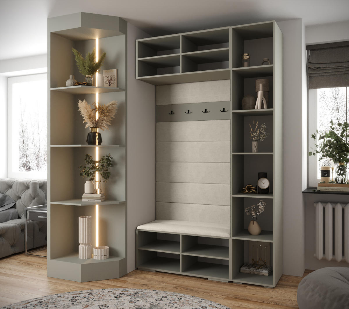 GARDEROBEN-SET 236,7/140/47 - Kaschmir/Goldfarben, Holz/Kunststoff (140/236.7/47cm) - Abiks Möbel
