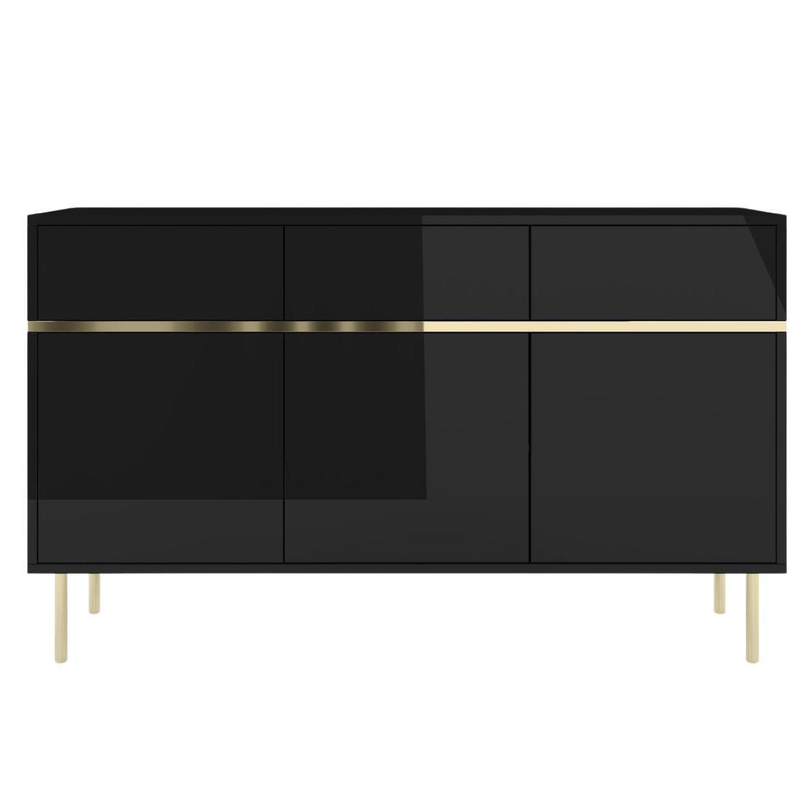 SIDEBOARD Marika, Schwarz, Gold, Hochglanz - Goldfarben/Schwarz, Holzwerkstoff/Metall (137.5/85/39.5cm) - Dancan