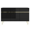 SIDEBOARD Marika, Schwarz, Gold, Hochglanz - Goldfarben/Schwarz, Holzwerkstoff/Metall (137.5/85/39.5cm) - Dancan