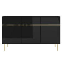 SIDEBOARD Marika, Schwarz, Gold, Hochglanz - Goldfarben/Schwarz, Holzwerkstoff/Metall (137.5/85/39.5cm) - Dancan